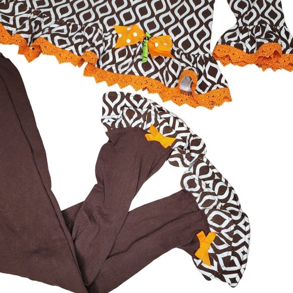 Emily Rose pumpkin patch fall ruffle lace ribbon halloween bell sleeve outfit 8 - Picture 8 of 9